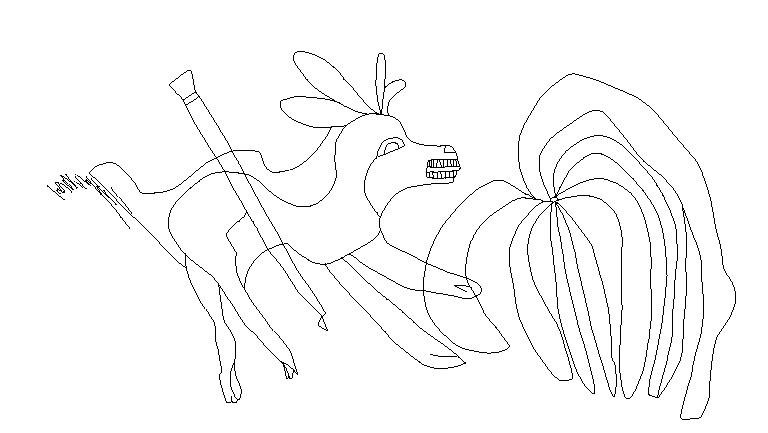 Venado atraviesado por una lanza cerca de una planta